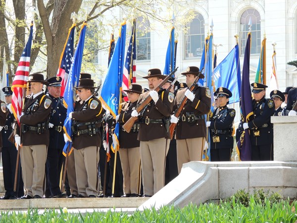 Parade of WLEM Soldiers - Outside Memorial